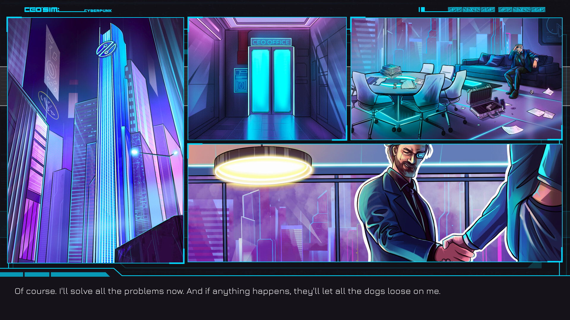 Official screenshot for the game CEO Sim: Cyberpunk